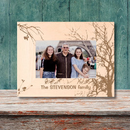 冬の木ファミリ名レーザーエッチング写真フレーム レーザー彫刻フレーム