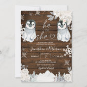 冬の木ペンギン性別が彼または彼女を明らかにする 招待状 (正面)