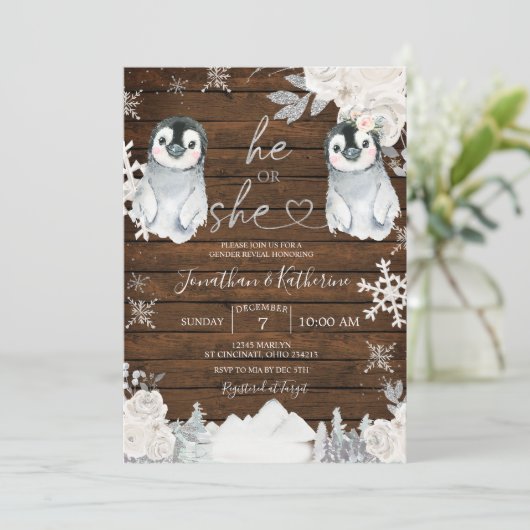 冬の木ペンギン性別が彼または彼女を明らかにする 招待状 (スタンド正面)