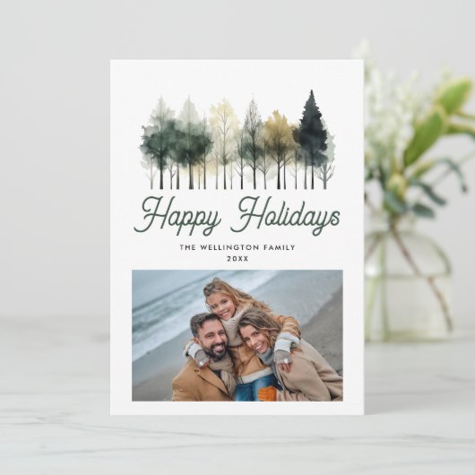 冬の木モダン々のクリスマス写真 シーズンカード (スタンド正面)