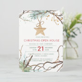 冬の木モダンの枝クリスマスオープンハウス 招待状 (スタンド正面)