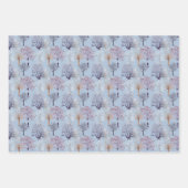 冬の木モダン植物水の色パターン ラッピングペーパーシート (正面3)