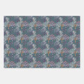 冬の木モダン植物水の色パターン ラッピングペーパーシート (正面2)