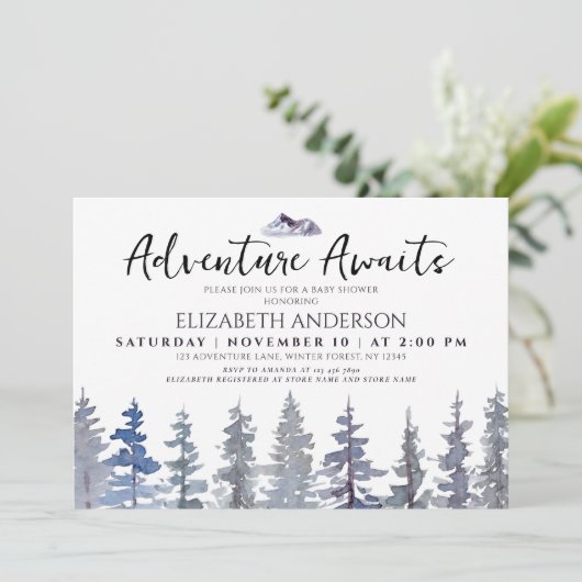 冬の木素朴々冒険ベビーシャワー 招待状 (スタンド正面)