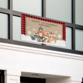 冬の木素朴の国の野生動物1歳の誕生日 横断幕 (ビルの外側)