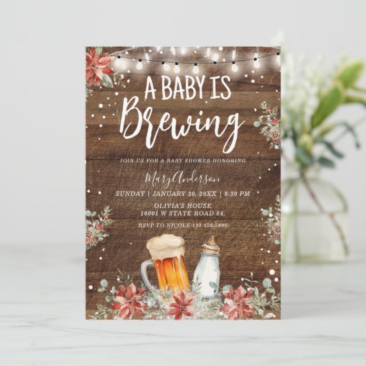 冬の木素朴Aベビーは赤ちゃんシャワーを醸造している 招待状 (スタンド正面)