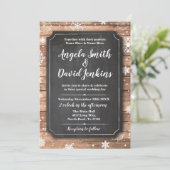 冬の木結婚の不思議の国のチョークが雪だるま 招待状 (スタンド正面)