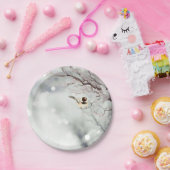 冬の木霜の降りた《鳥》アメリカゴガラバードアート ペーパープレート (パーティー)