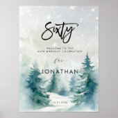 冬の木60歳の誕生日のサイン ポスター (正面)