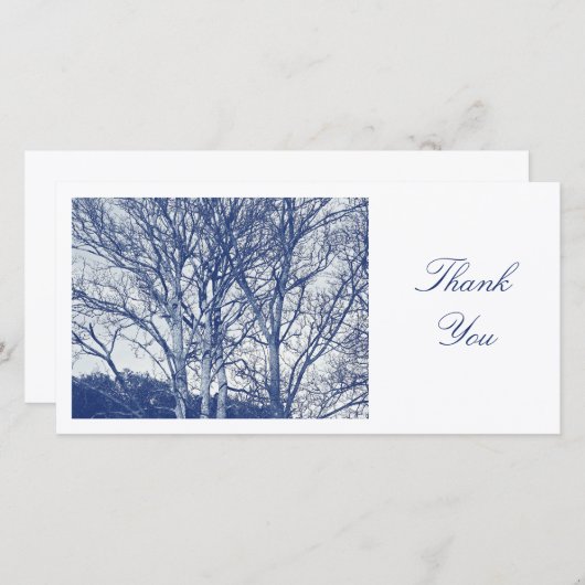 冬の木 – シアノタイプ効果 – ありがとう サンキューカード (正面/裏面)