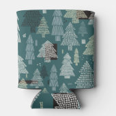 冬の木、ビンテージのクリスマスパターン。 缶クーラー (裏面)