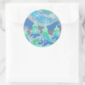 冬の木「メリークリスマス」の丸いシール ラウンドシール (バッグ)