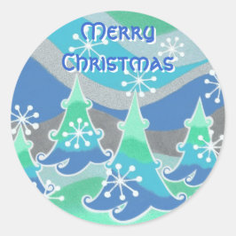 冬の木「メリークリスマス」の丸いシール ラウンドシール