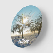 冬の木 –  ラウンド壁時計 (傾斜)