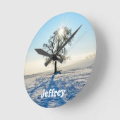 冬の木 –  ラウンド壁時計 (傾斜)