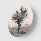 冬の木 ラウンド壁時計 (傾斜)