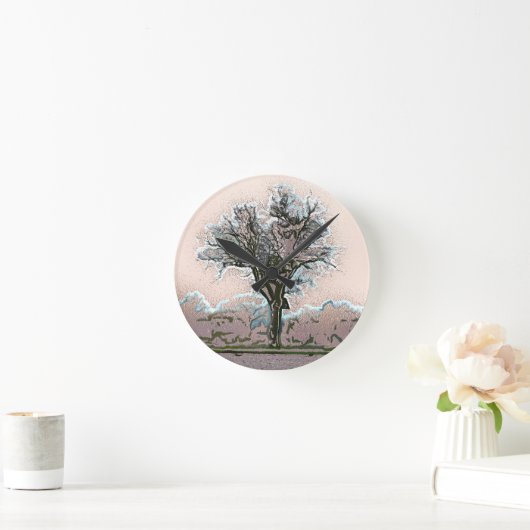 冬の木 ラウンド壁時計 (ホーム)