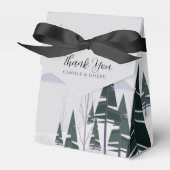 冬の木 現代の雪の森のホリデーパーティー フェイバーボックス (正面サイド)