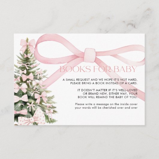 冬の本ベビーカードピンクボウ エンクロージャーカード (正面)