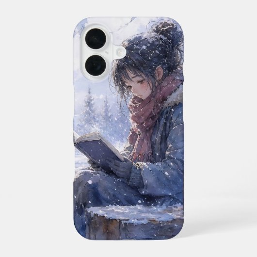 冬の本好きスマホケース iPhone 16ケース (裏面)