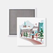 冬の村のクリスマス マグネット (正面/裏面)