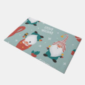 冬の村のシーンメリークリスマス、新年 ドアマット (アングル)