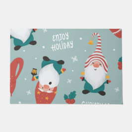 冬の村のシーンメリークリスマス、新年 ドアマット