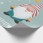 冬の村のシーンメリークリスマス、新年 ラッピングペーパー (角)