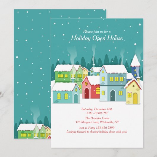 冬の村の招待状 招待状 (正面/裏面)