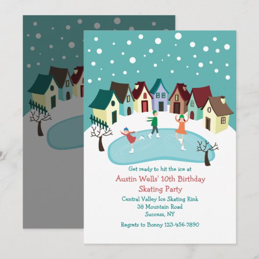 冬の村の招待状 招待状 (正面/裏面)