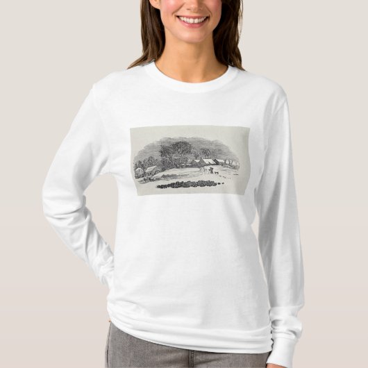 冬の村の接近 Tシャツ (正面)