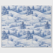 冬の村の水の色ホワイトクリスマスモダン ラッピングペーパー (フラット)