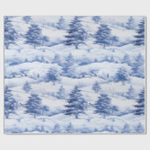 冬の村の水の色ホワイトクリスマスモダン ラッピングペーパー (フラット)
