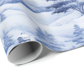 冬の村の水の色ホワイトクリスマスモダン ラッピングペーパー (ロールコーナー)