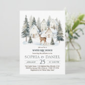 冬の村の水彩 赤ちゃん歓迎会 招待状 (スタンド正面)