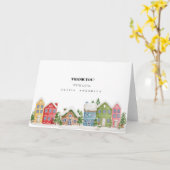 冬の村の赤ちゃんシャワーサンキューカード カード (黄色い花)
