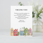 冬の村の赤ちゃんシャワーサンキューカード サンキューカード (スタンド正面)