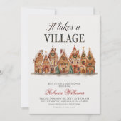 冬の村の赤男女兼用ちゃんシャワー 招待状 (正面)