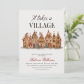 冬の村の赤男女兼用ちゃんシャワー 招待状 (スタンド正面)