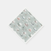 冬の村の雪のシーンパターン スタンダードカクテルナプキン (角)