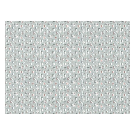 冬の村の雪のシーンパターン テーブルクロス (正面(横))