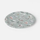 冬の村の雪のシーンパターン ペーパープレート (アングル)