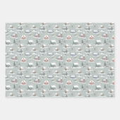 冬の村の雪のシーンパターン ラッピングペーパーシート (正面3)