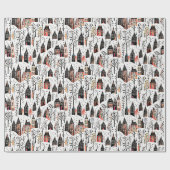 冬の村はパターンのクリスマスをスケッチ ラッピングペーパー (フラット)