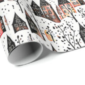 冬の村はパターンのクリスマスをスケッチ ラッピングペーパー (ロールコーナー)