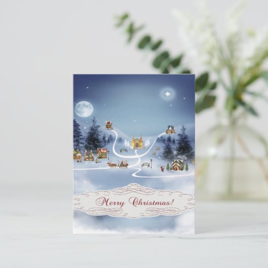 冬の村、メリークリスマス シーズンポストカード (スタンド正面)