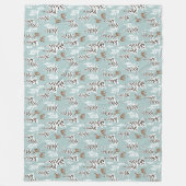 冬の松と可愛い鹿 フリースブランケット (正面)