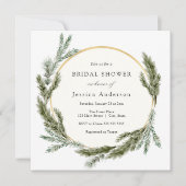 冬の松と常緑樹のウェディングシャワー招待状 招待状 (正面)