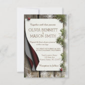 冬の松と雪のカ結婚ード 招待状 (正面)