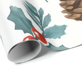 冬の松と雪の結晶ギフトラップ ラッピングペーパー (ロールコーナー)